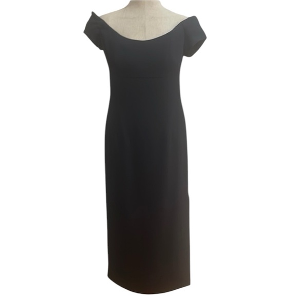 Vintage Nicole Miller Petite off the shoulder gown navy blue dress size 8